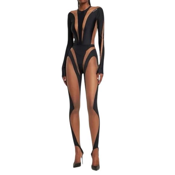 Mugler Rodeo sheer-panelled stirrup leggings size 2 - Picture 4 of 9